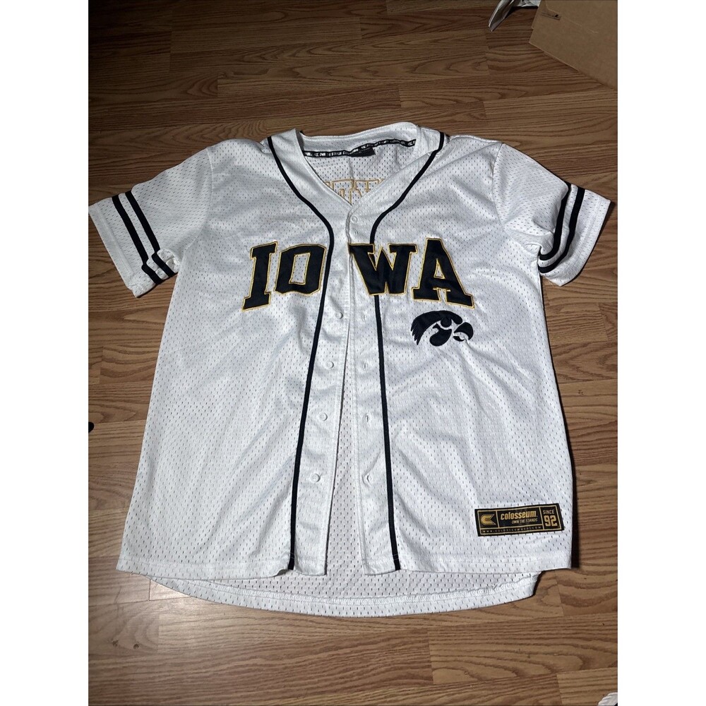 Iowa Hawkeyes Baseball Jersey Mens XL White NCAA Colosseum Athletics College
